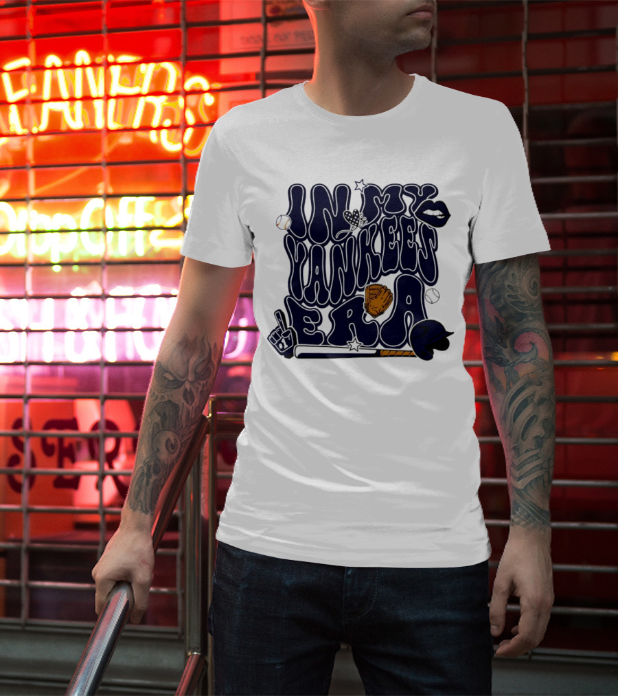 In My Yankees Era Baseball Bat MLB Baseball Lips Glove Yankees Era T-Shirt