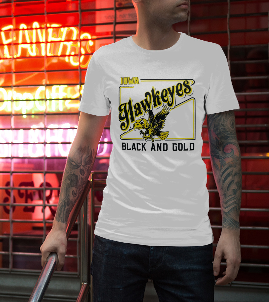 Iowa Hawkeyes Black And Gold Hawk T-Shirt