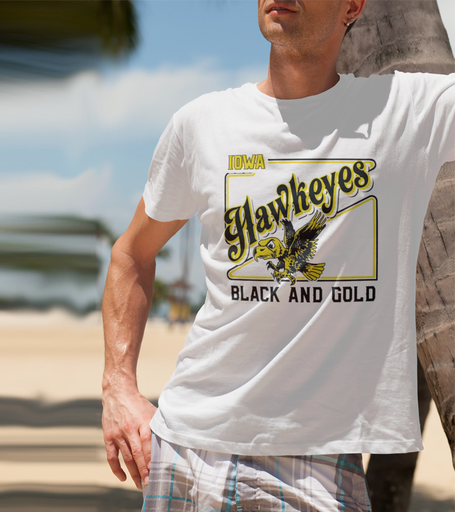 Iowa Hawkeyes Black And Gold Hawk T-Shirt