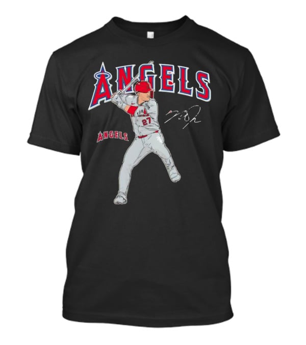 Mike Trout 27 Los Angeles Angels Swing Signature T-Shirt