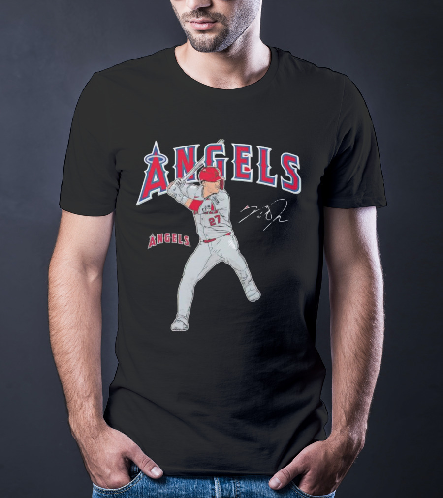 Mike Trout 27 Los Angeles Angels Swing Signature T-Shirt