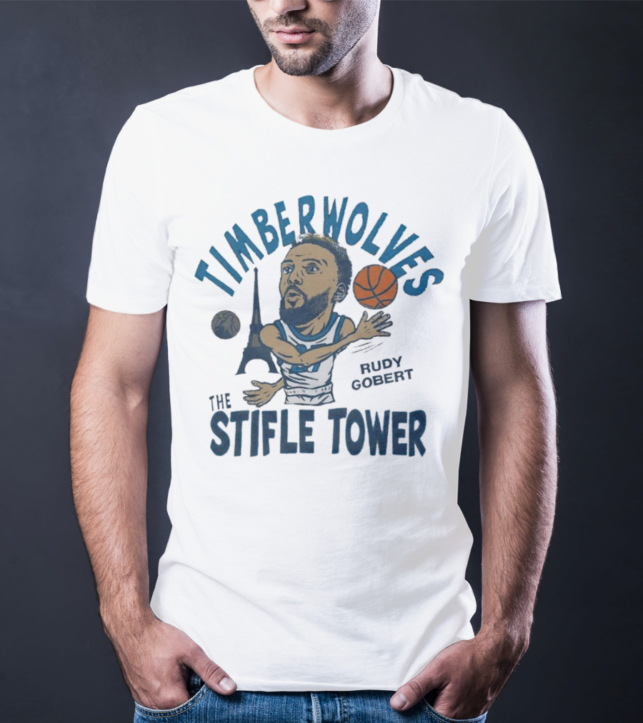 Timberwolves Rudy Gobert The Stifle Tower Basketball Player With Eiffel Tower And Basketball T-Shirt