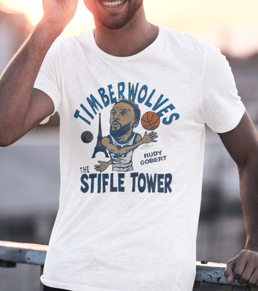 Timberwolves Rudy Gobert The Stifle Tower Basketball Player With Eiffel Tower And Basketball T-Shirt
