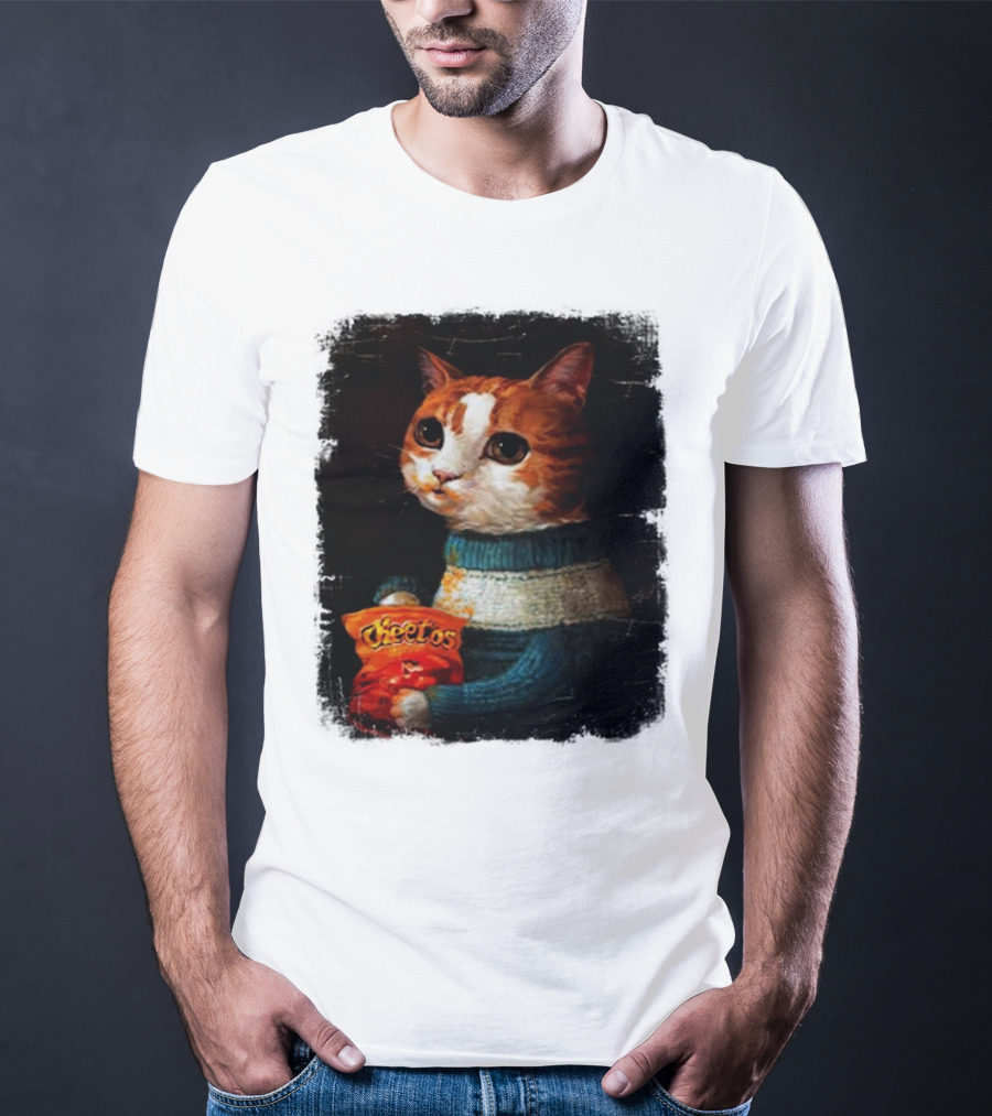 Cheetos Cat Holding Bag In T-Shirt