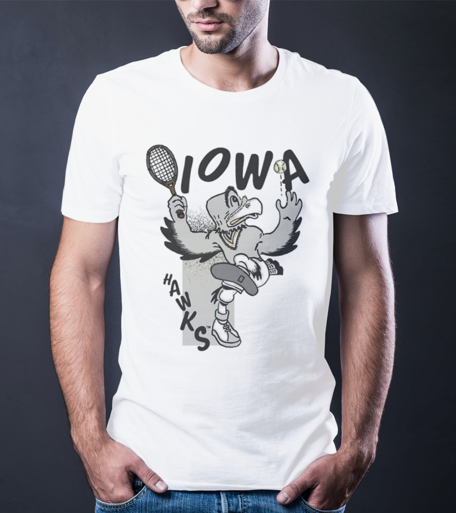 Iowa Hawkeyes Tennis Hawk Vintage Sports Mascot T-Shirt