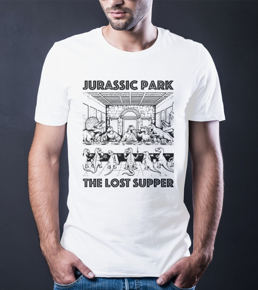 Jurassic Park The Lost Supper Dinosaurs Last Supper Scene T-Shirt