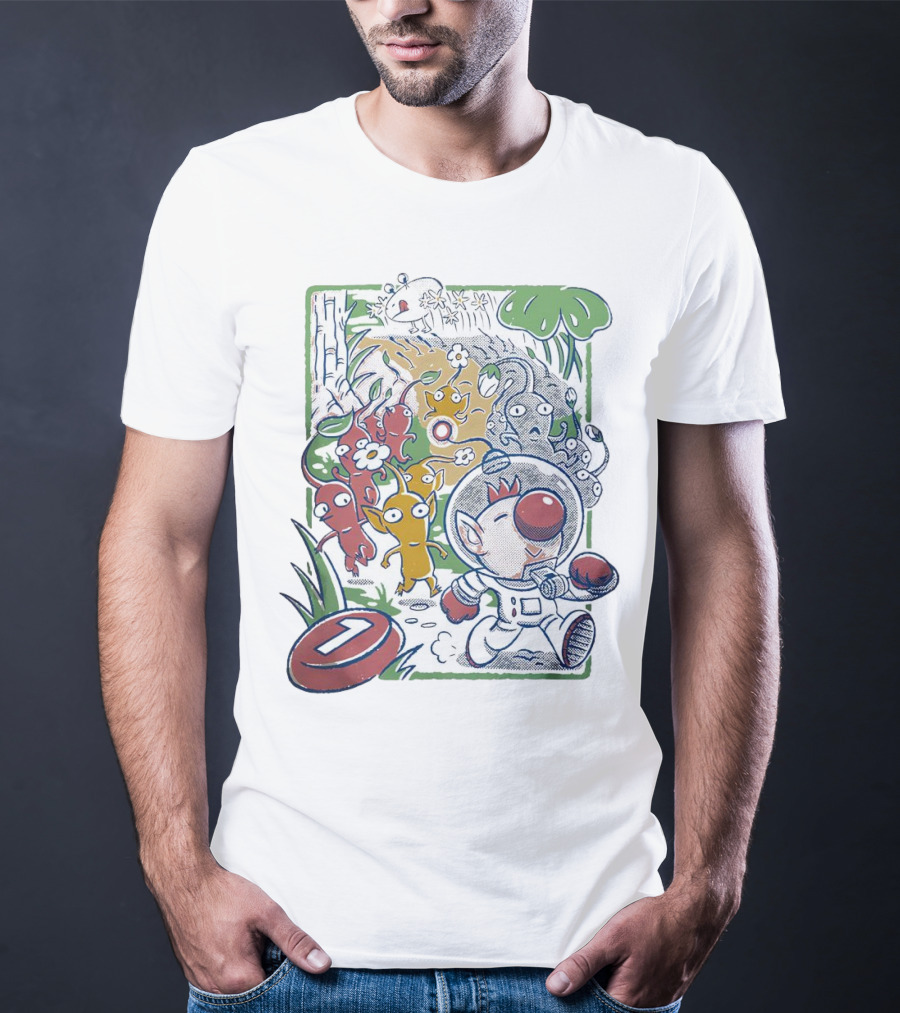 Captain Olimar And Colorful Pikmin Exploration Adventure T-Shirt