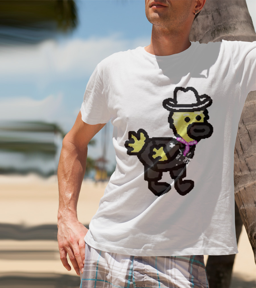 Ken Gosling Pixel Art Cowboy Duck With Hat And Scarf T-Shirt