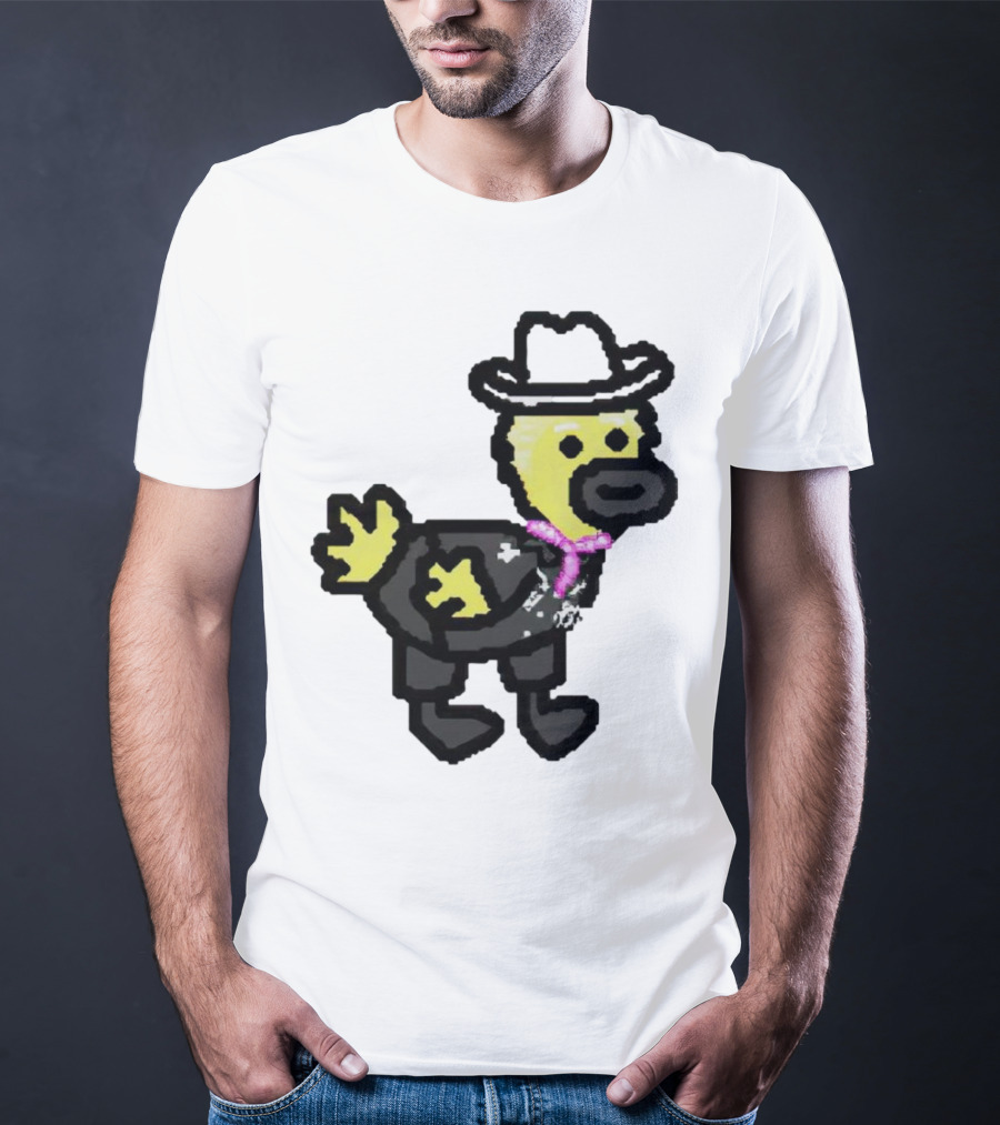 Ken Gosling Pixel Art Cowboy Duck With Hat And Scarf T-Shirt