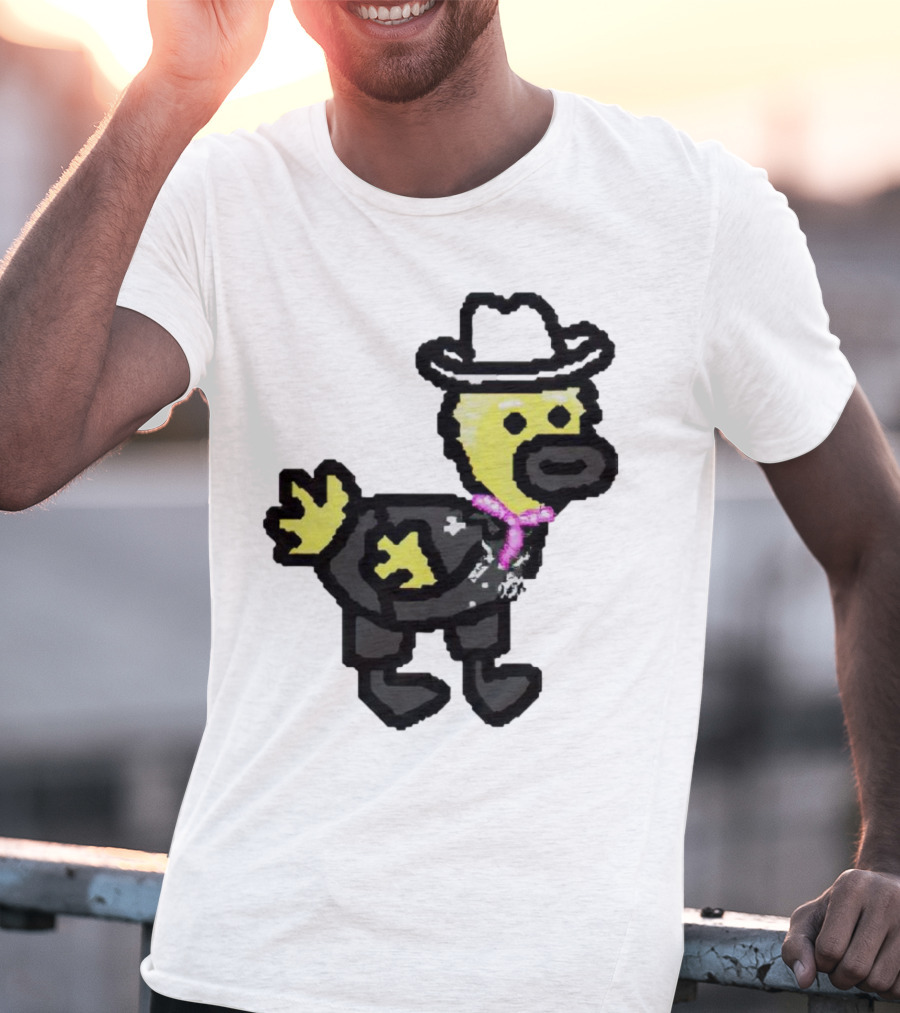 Ken Gosling Pixel Art Cowboy Duck With Hat And Scarf T-Shirt