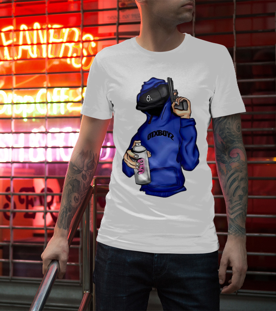 OTXBOYZ Hooded Figure With Spray And Gun T-Shirt