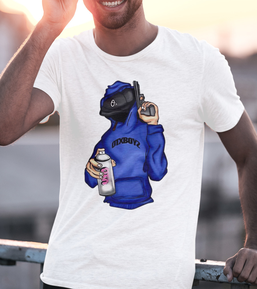 OTXBOYZ Hooded Figure With Spray And Gun T-Shirt