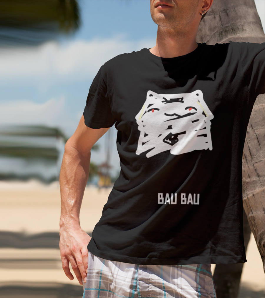 Bau Bau Cat Minimalist Face Sketch T-Shirt
