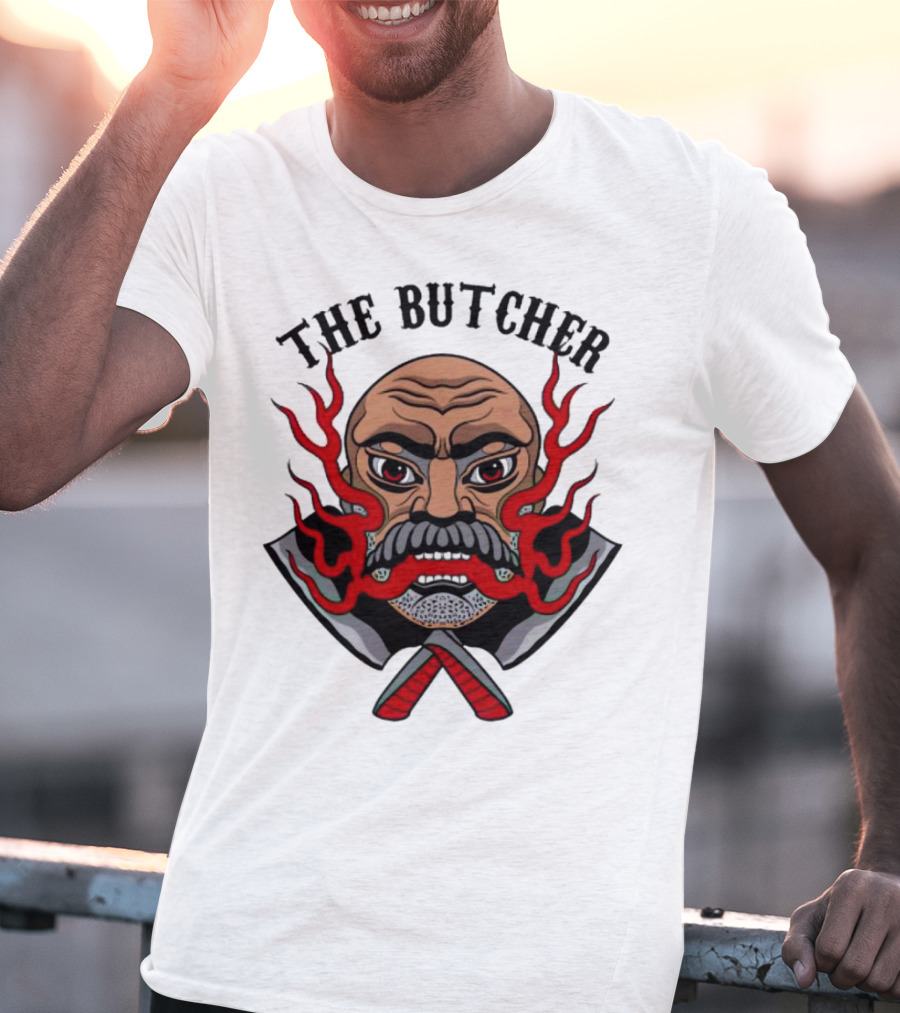 The Butcher Fiery Face With Crossed Cleavers T-Shirt