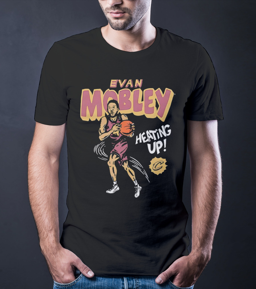 Evan Mobley Heating Up Cleveland Cavaliers Cartoon Basketball Player T-Shirt