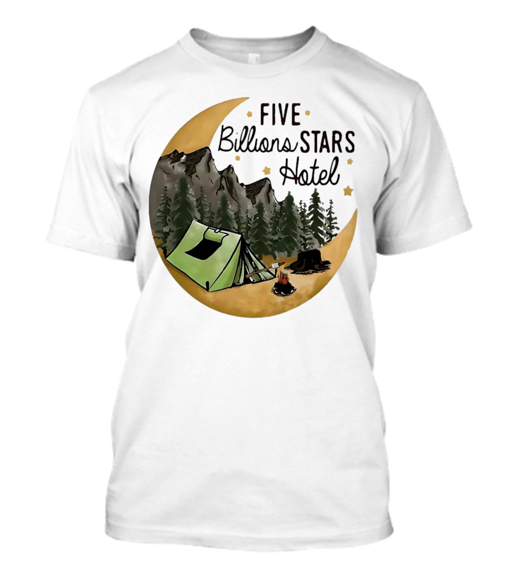 Five Billions Stars Hotel Camping Adventure Under Moonlit Forest T-Shirt