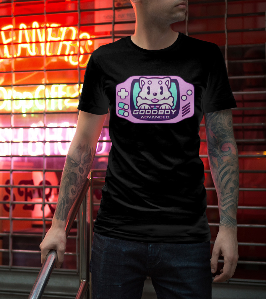Goodboy Advanced Pastel Gaming Handheld Console Dog Character T-Shirt