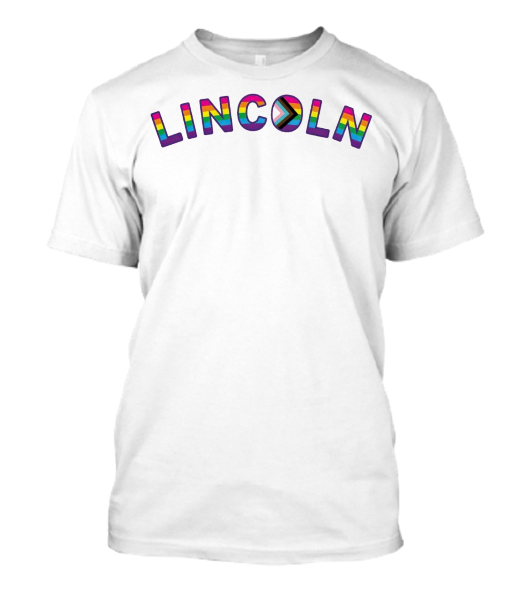 LINCOLN Pride Curved Logo Rainbow Colors T-Shirt