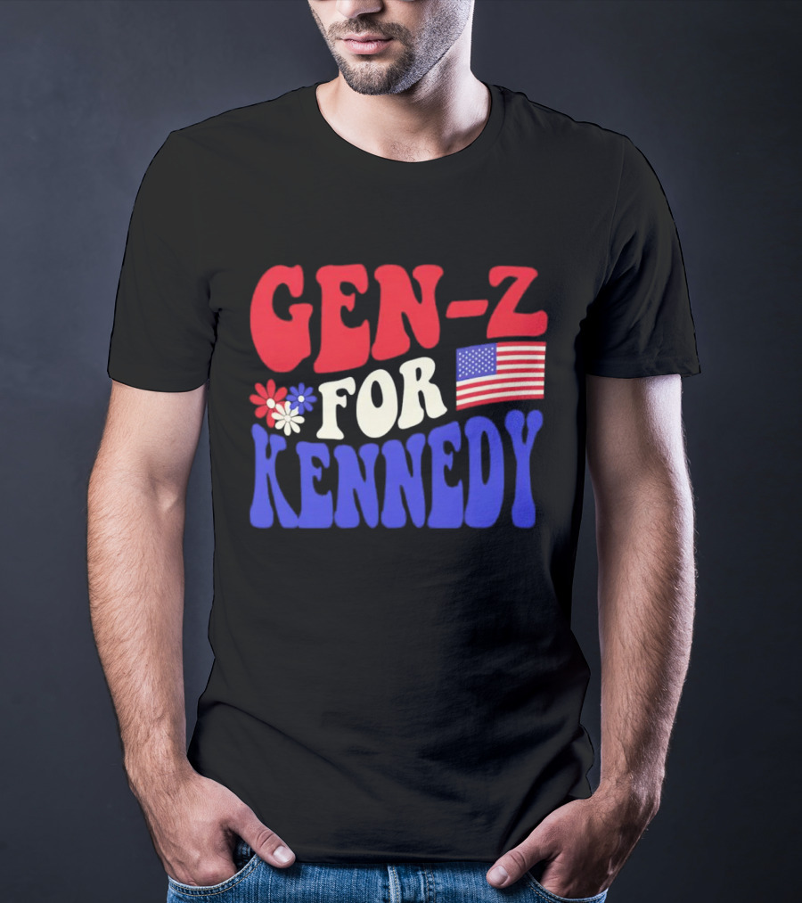 Gen-Z For Kennedy American Flag Retro Flowers T-Shirt