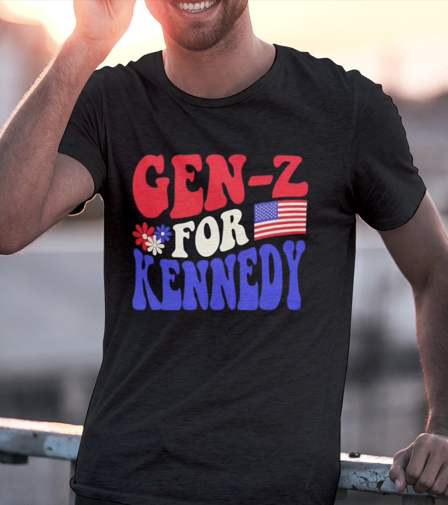 Gen-Z For Kennedy American Flag Retro Flowers T-Shirt