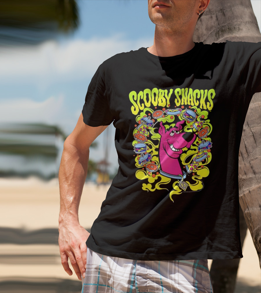 Scooby Snacks Scooby Doo Illustrated Neon Collage T-Shirt
