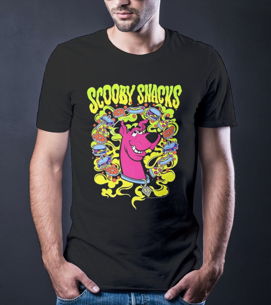 Scooby Snacks Scooby Doo Illustrated Neon Collage T-Shirt