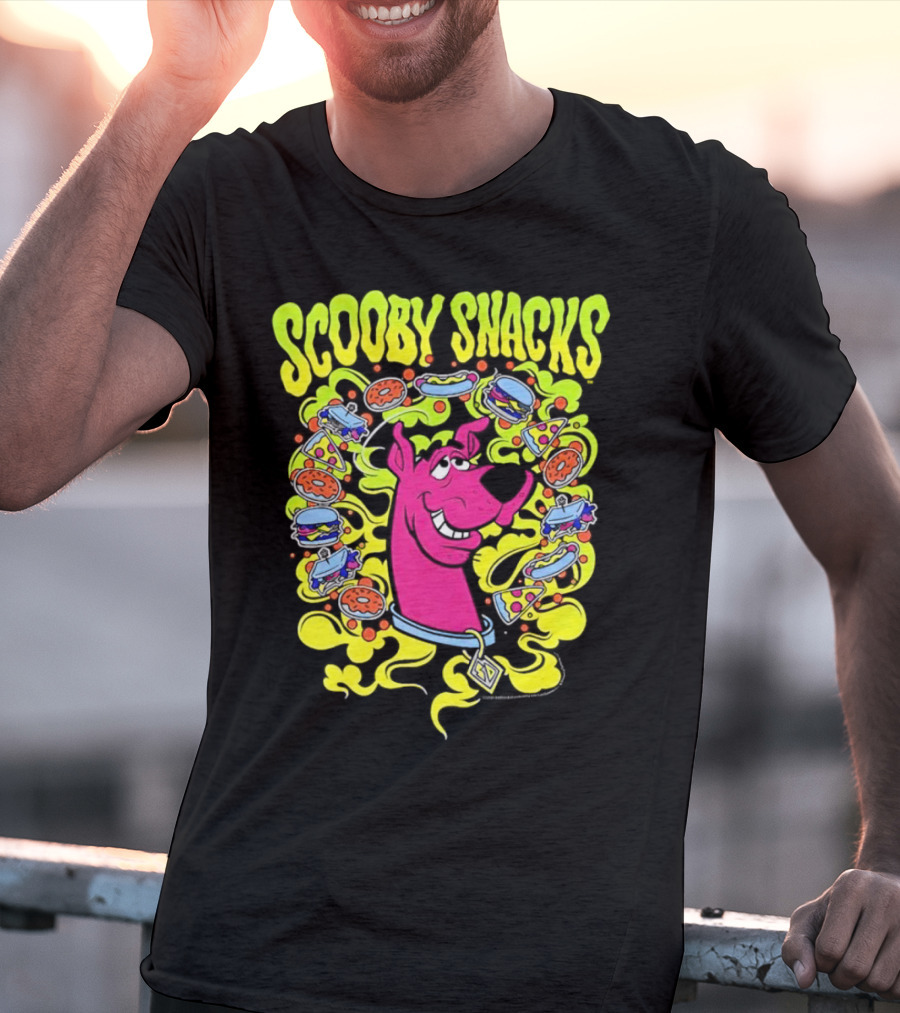 Scooby Snacks Scooby Doo Illustrated Neon Collage T-Shirt