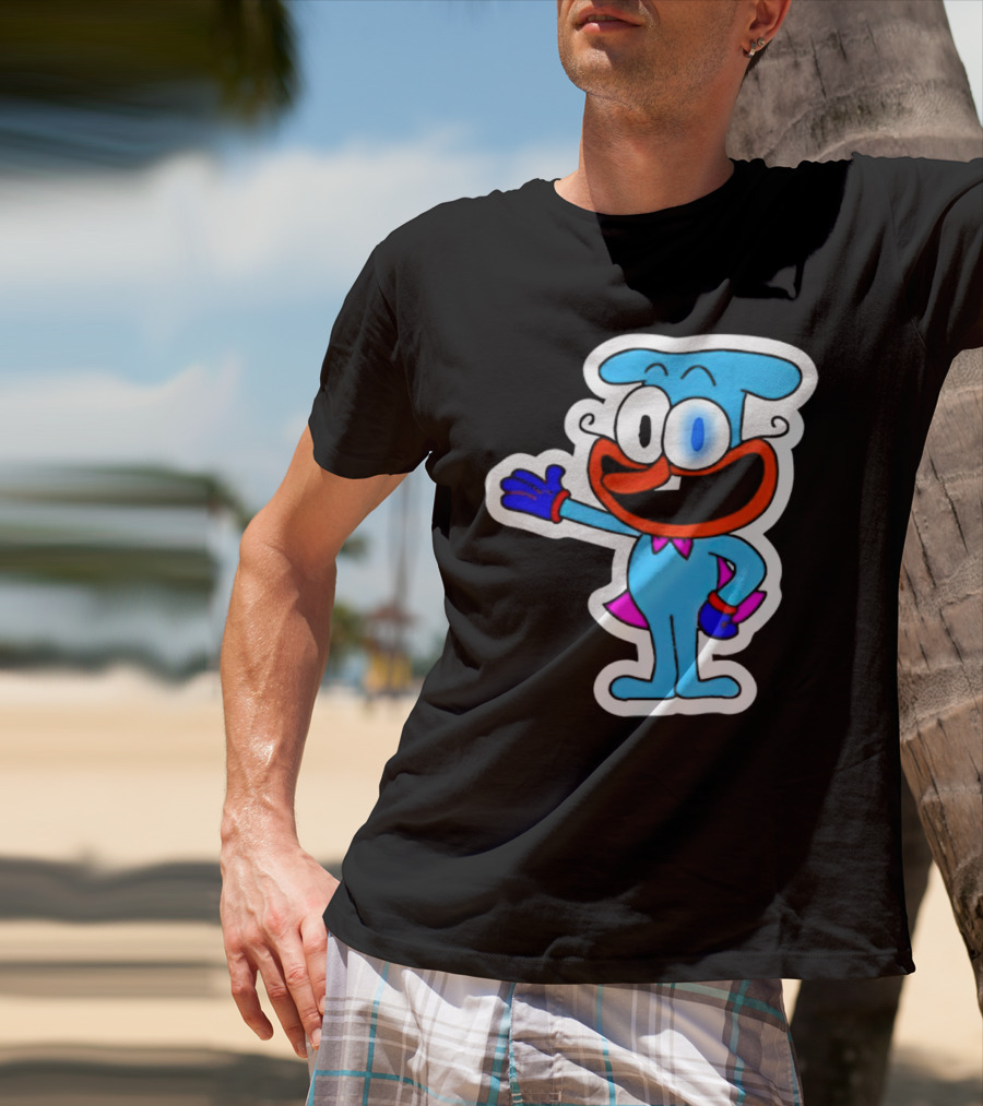 The Doise Cartoon Character With Blue Outfit And Red Accent Detailing T-Shirt