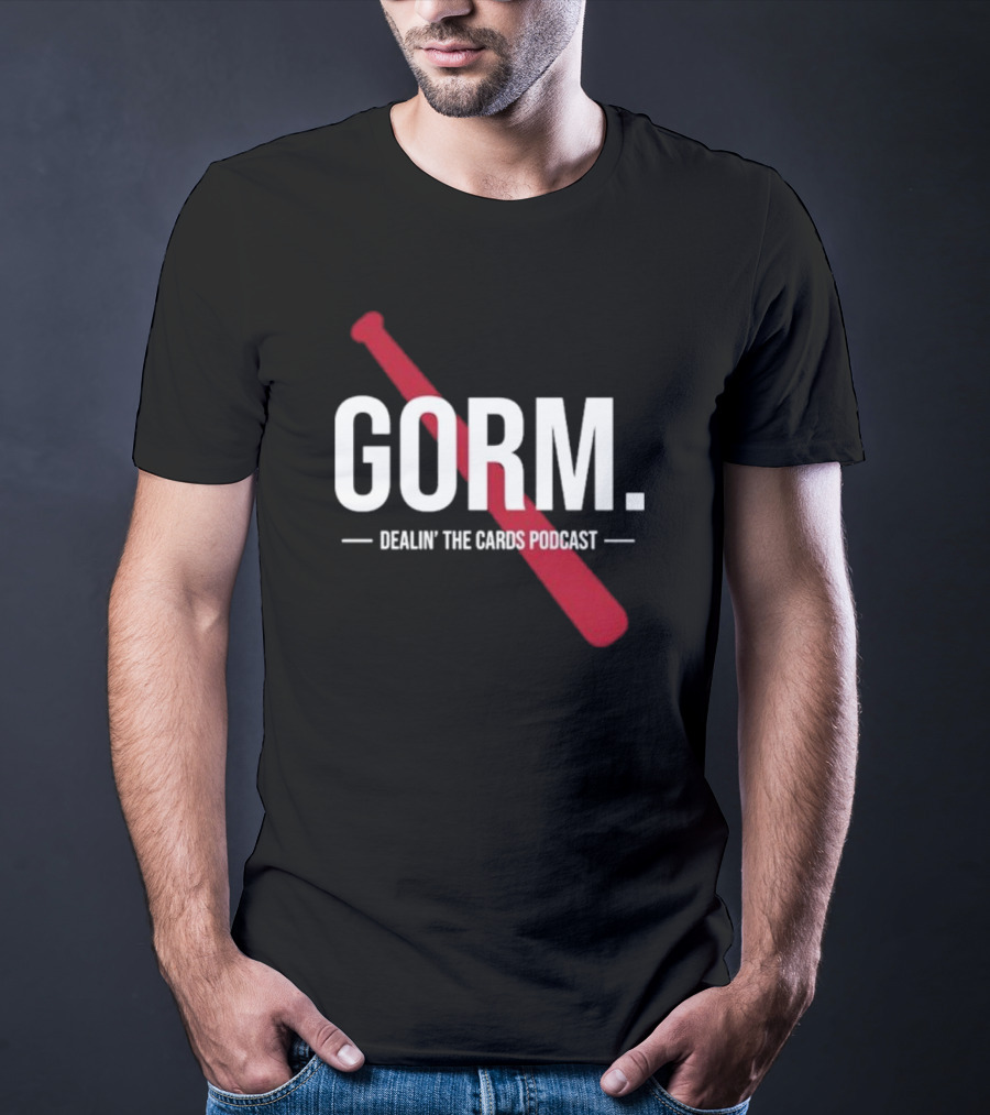 Gorm Dealin’ The Cards Podcast Red Baseball Bat Logo T-Shirt