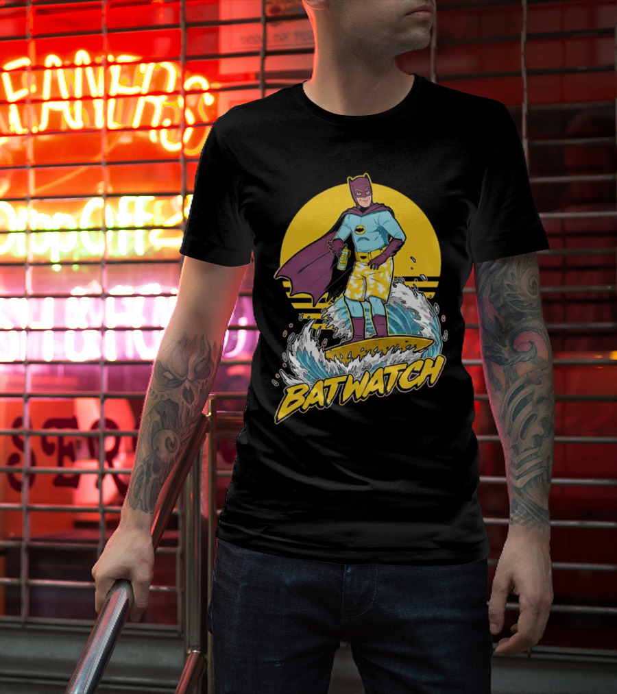 Batwatch Batman Surfing Bat Beach Summer T-Shirt
