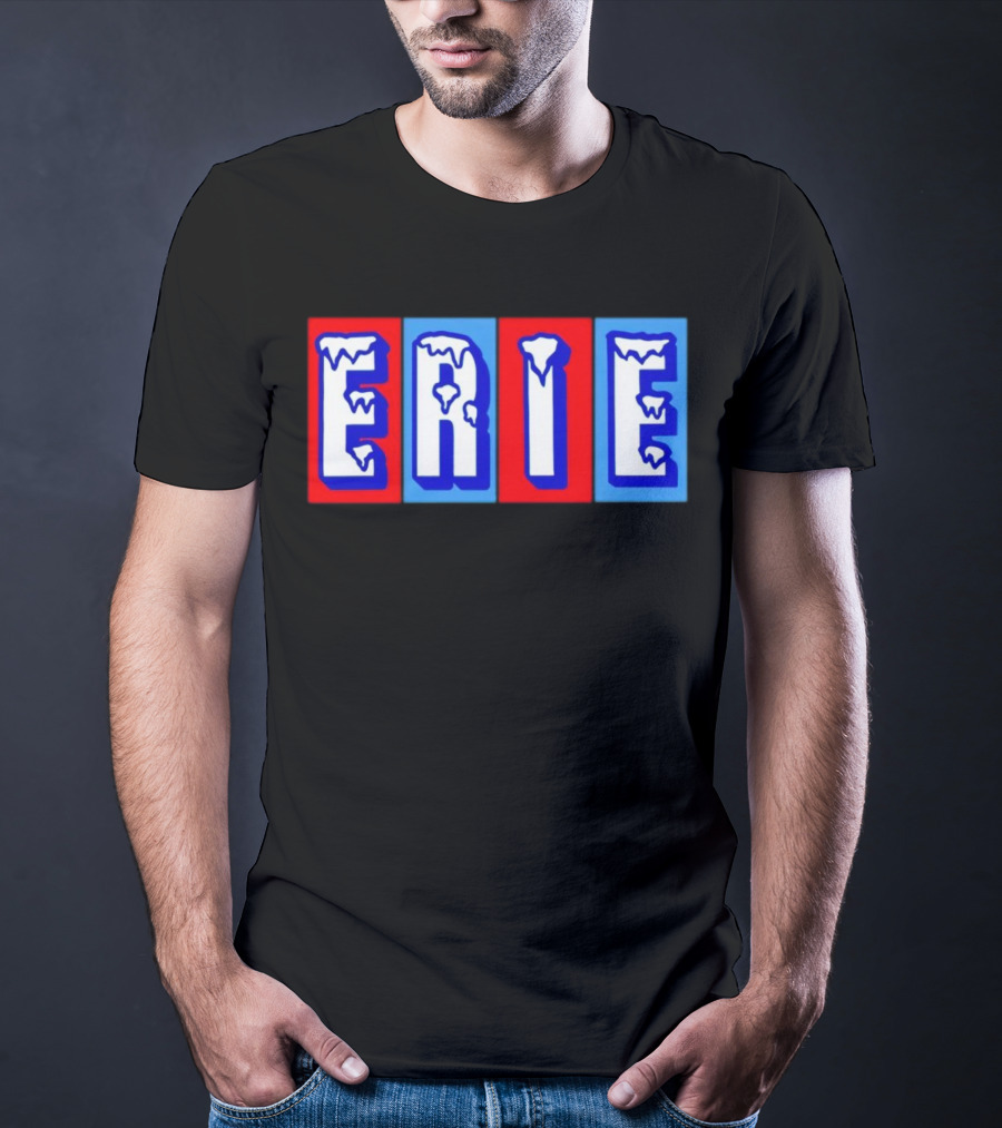 ERIE Ice Block Letters T-Shirt