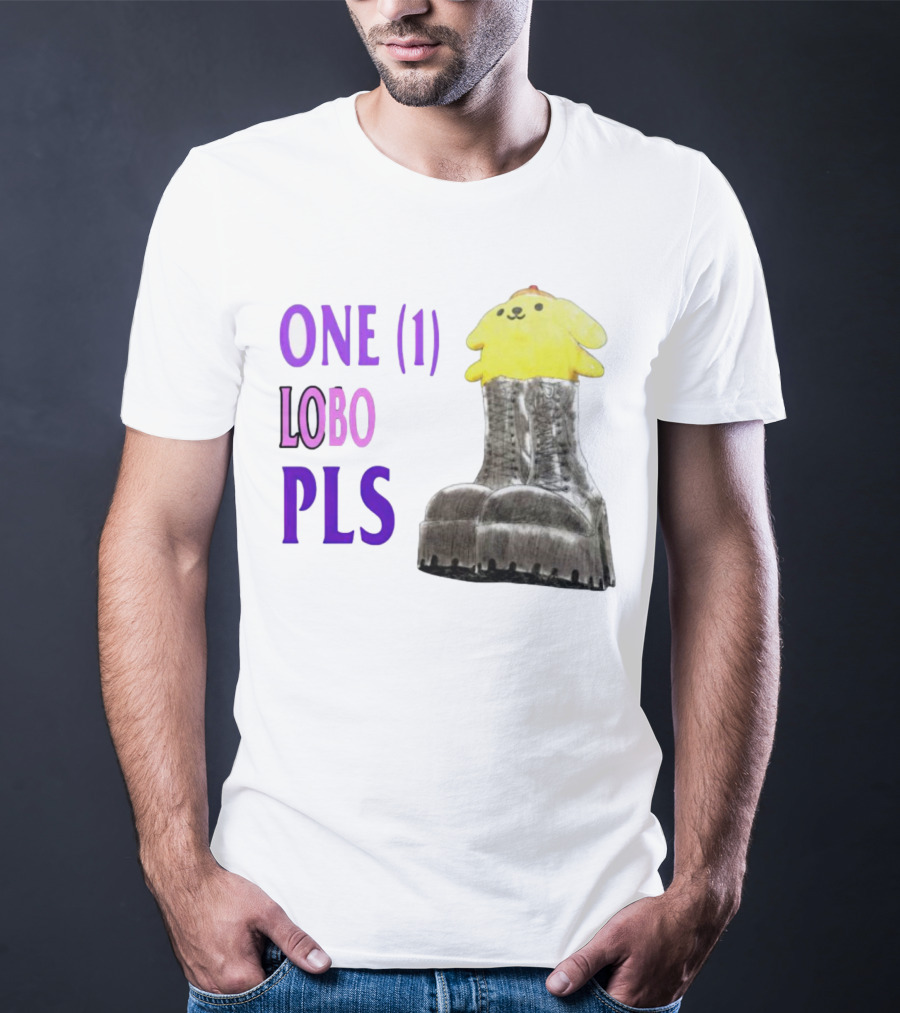 ONE LOBO PLS Yellow Character Black Boots T-Shirt