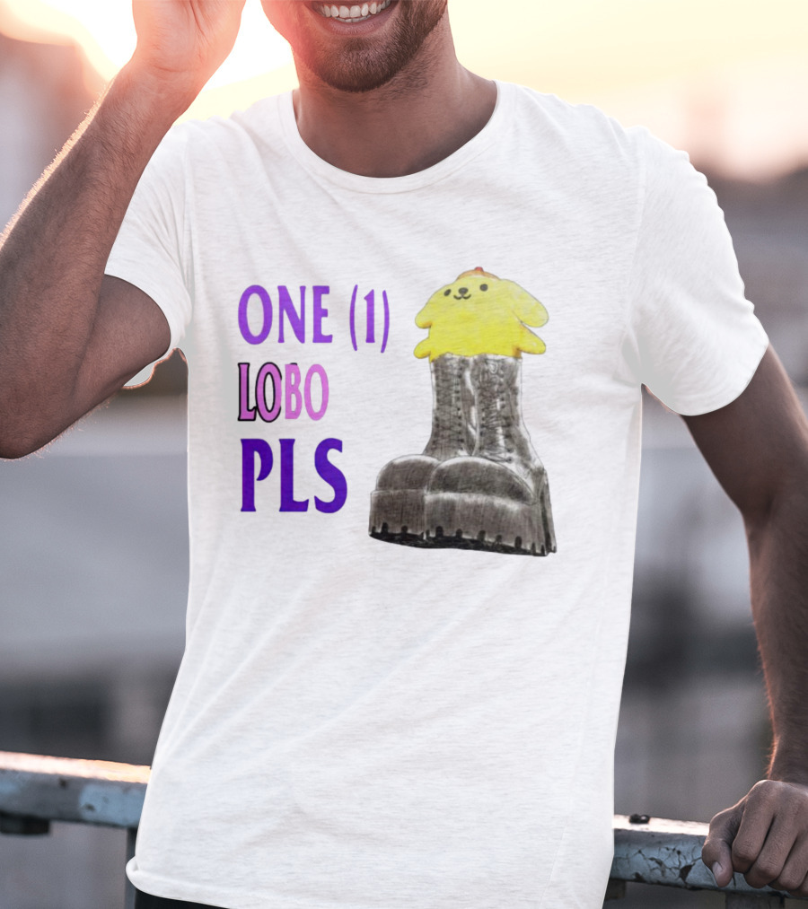 ONE LOBO PLS Yellow Character Black Boots T-Shirt