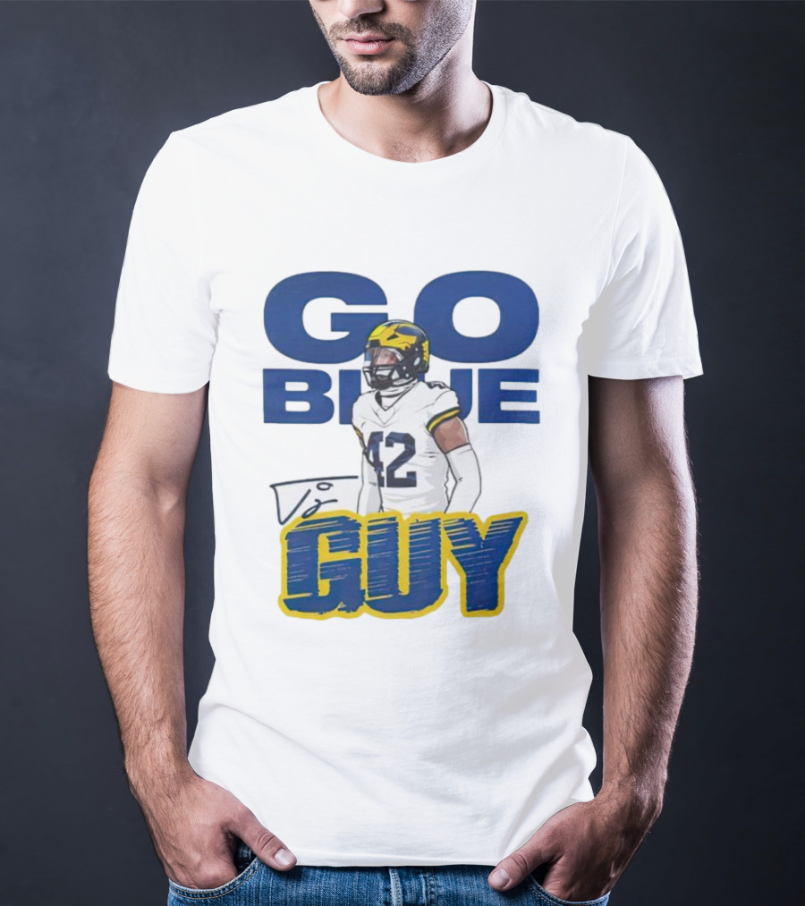 Go Blue Tj Guy 42 Football Player T-Shirt