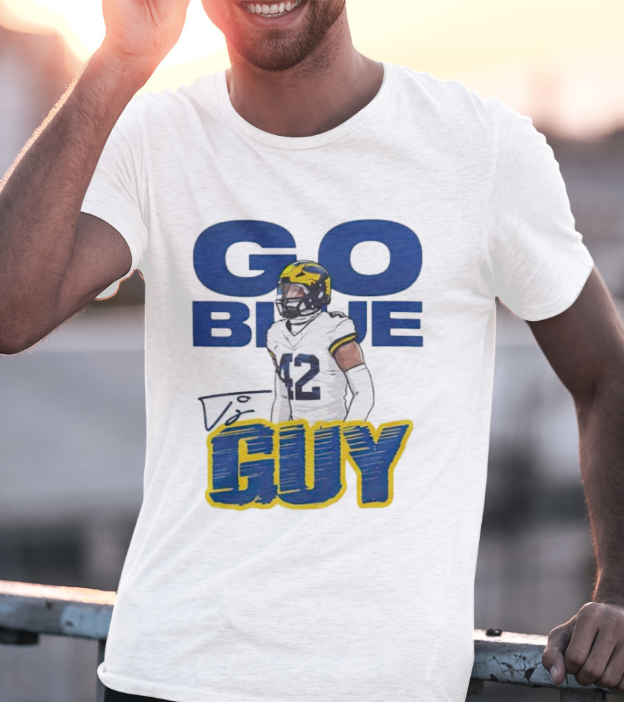 Go Blue Tj Guy 42 Football Player T-Shirt