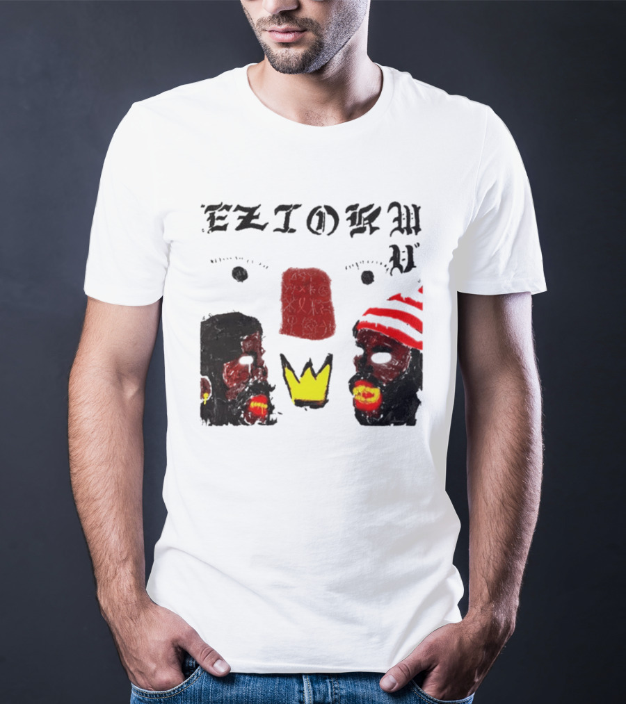 Eziokwu Mixtape Album Crowned Faces With Red Beanie And Glowing Accents T-Shirt