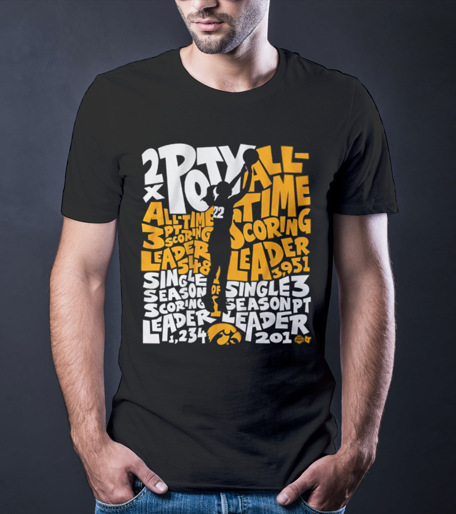 2X POTY Iowa All Time Scoring Leader 3951 Single Season Scoring Leader 1234 T-Shirt