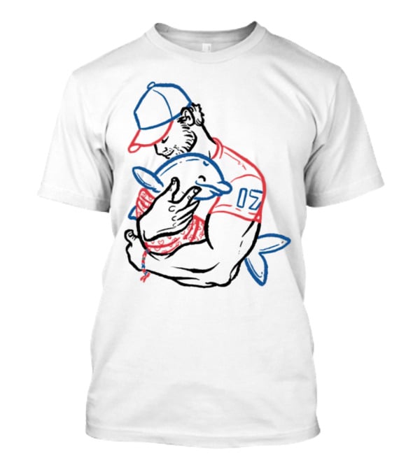 Dolphin I Love You Dad 17 Baseball Player Hugging Child's Plush Toy T-Shirt