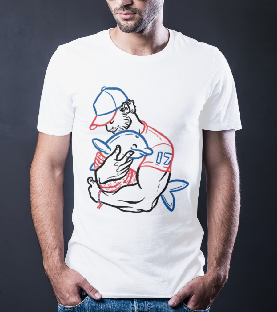 Dolphin I Love You Dad 17 Baseball Player Hugging Child's Plush Toy T-Shirt