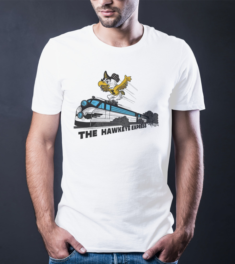 Iowa Hawkeyes The Hawkeye Express Train With Flying Mascot T-Shirt
