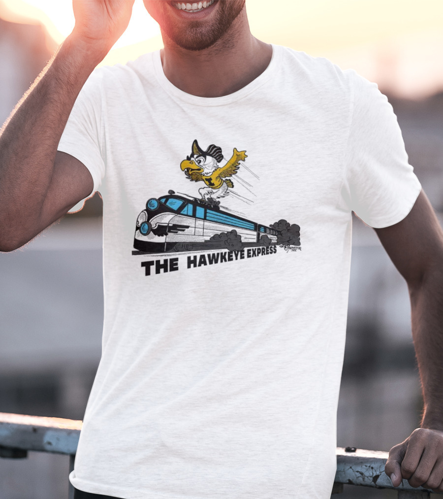 Iowa Hawkeyes The Hawkeye Express Train With Flying Mascot T-Shirt