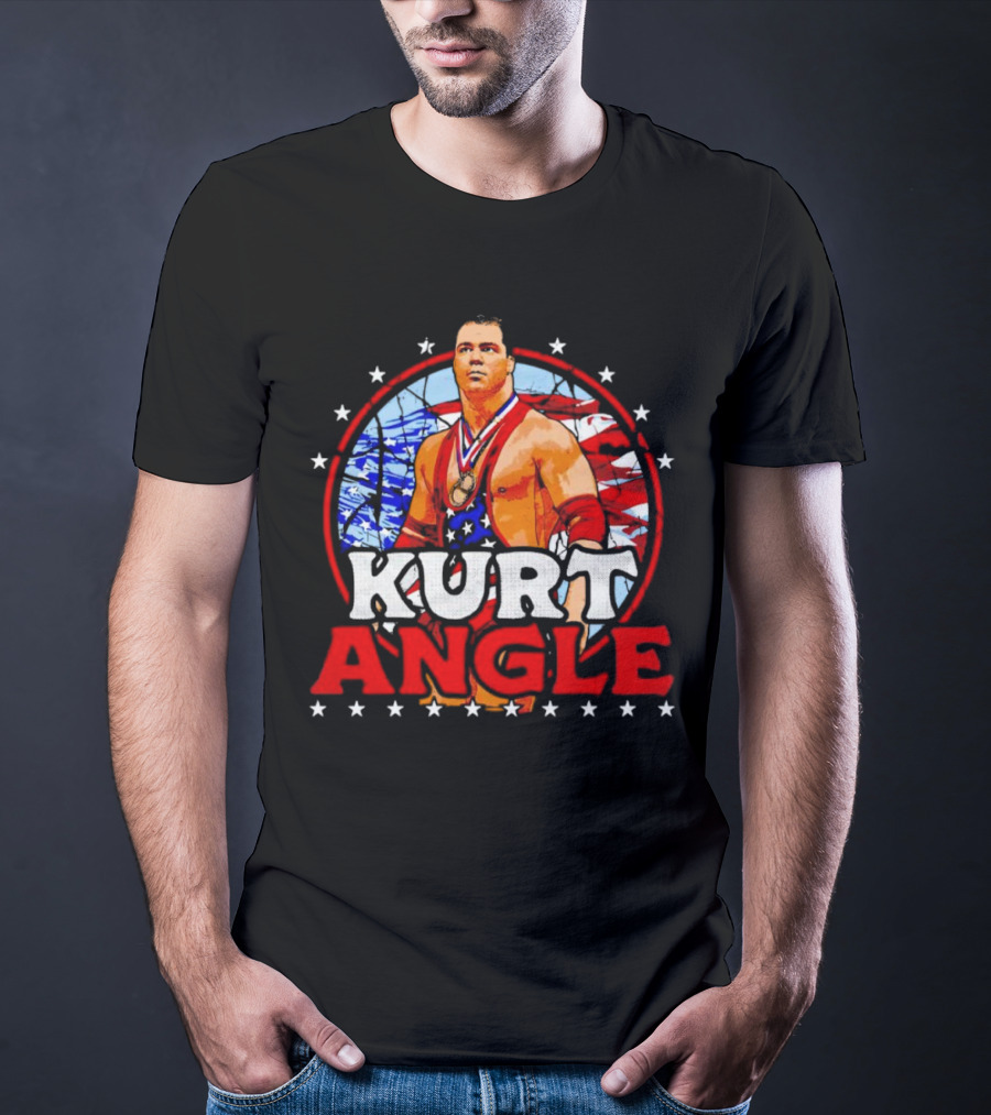 Kurt Angle Patriotic Stars And Stripes Wrestling T-Shirt