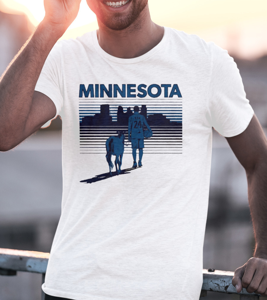 Minnesota Basketball 24 Bring Ya Ass Player And Dog With City Skyline T-Shirt