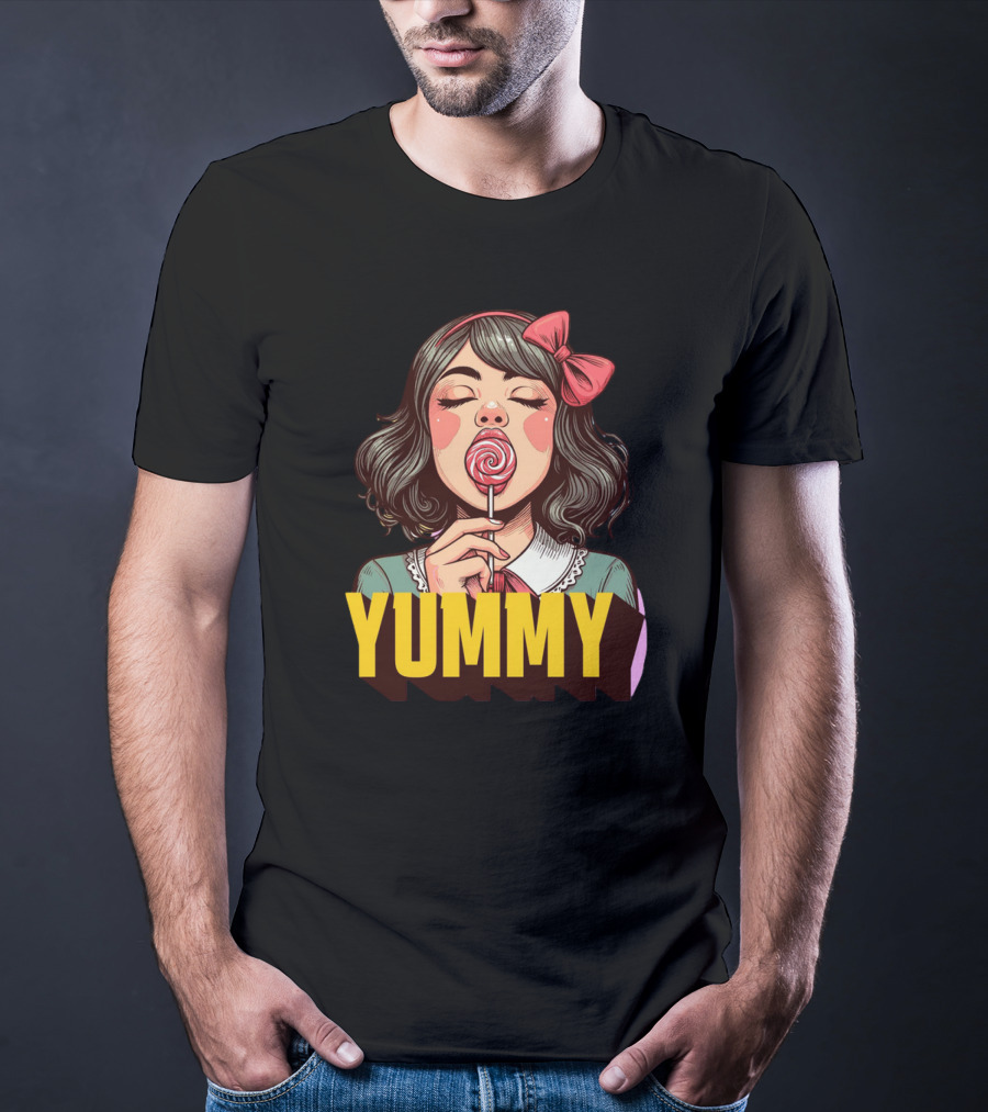 Yummy Girl With Lollipop Pop T-Shirt