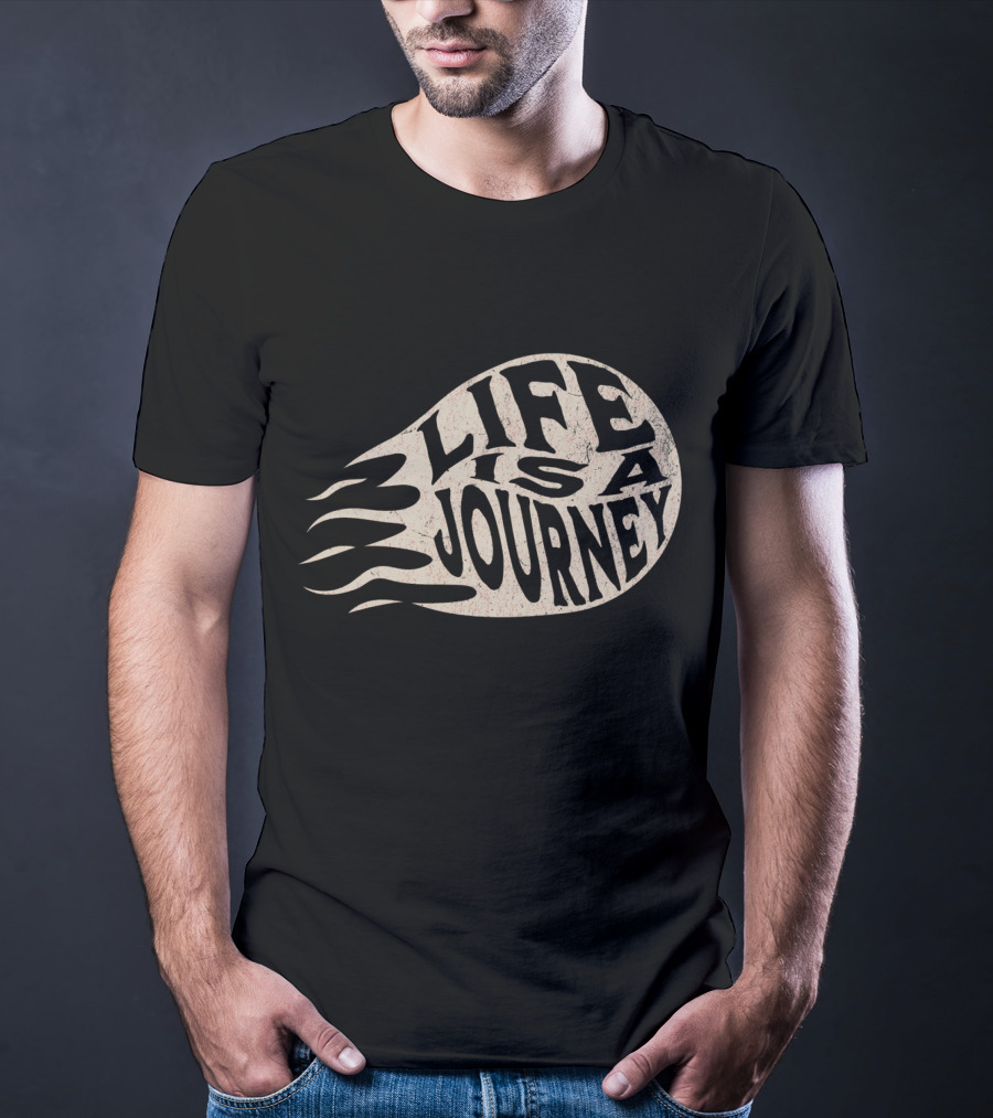 Life Is A Journey Flame-Inspired Text T-Shirt