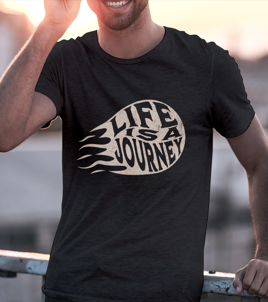 Life Is A Journey Flame-Inspired Text T-Shirt
