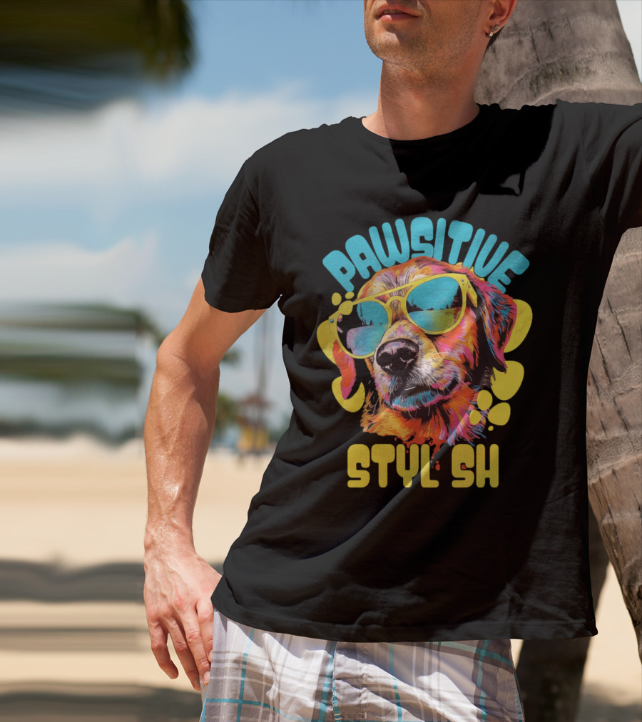Pawsitive Styl Sh Sunglasses Retro Dog T-Shirt