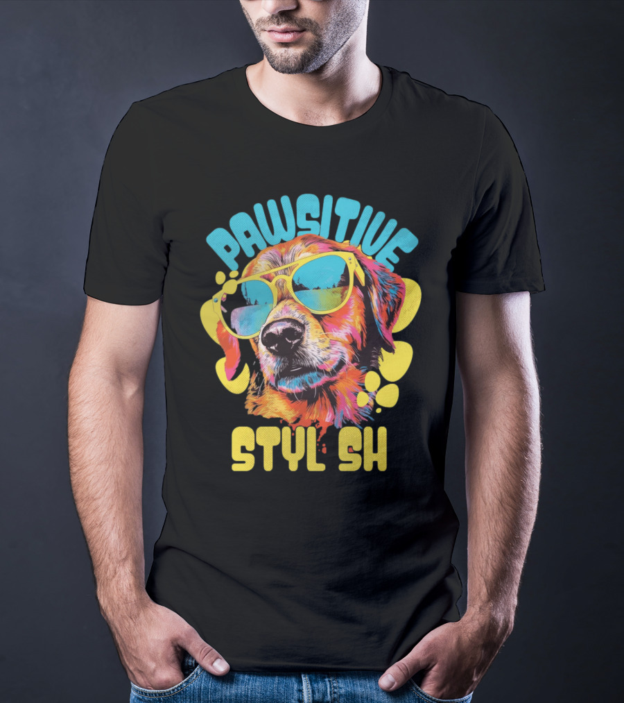 Pawsitive Styl Sh Sunglasses Retro Dog T-Shirt