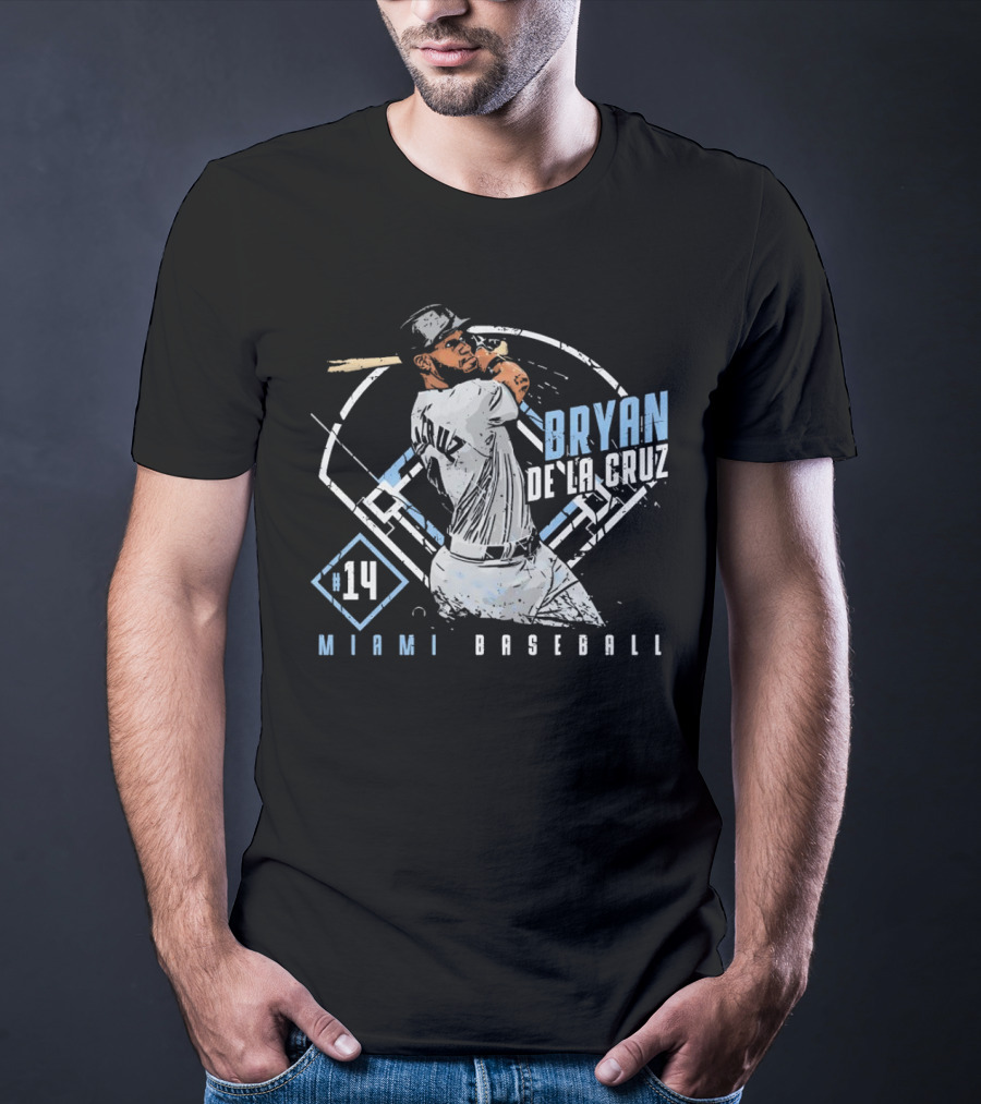Bryan De La Cruz Miami Baseball #14 Cartoon T-Shirt