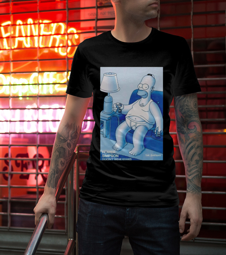 Homer Simpson Relaxing At Home With Drink And Remote Control T-Shirt